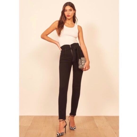 Reformation Yasmin Jeans in Black Size 26 Paperbag Front Zipper Stretch - Picture 14 of 14